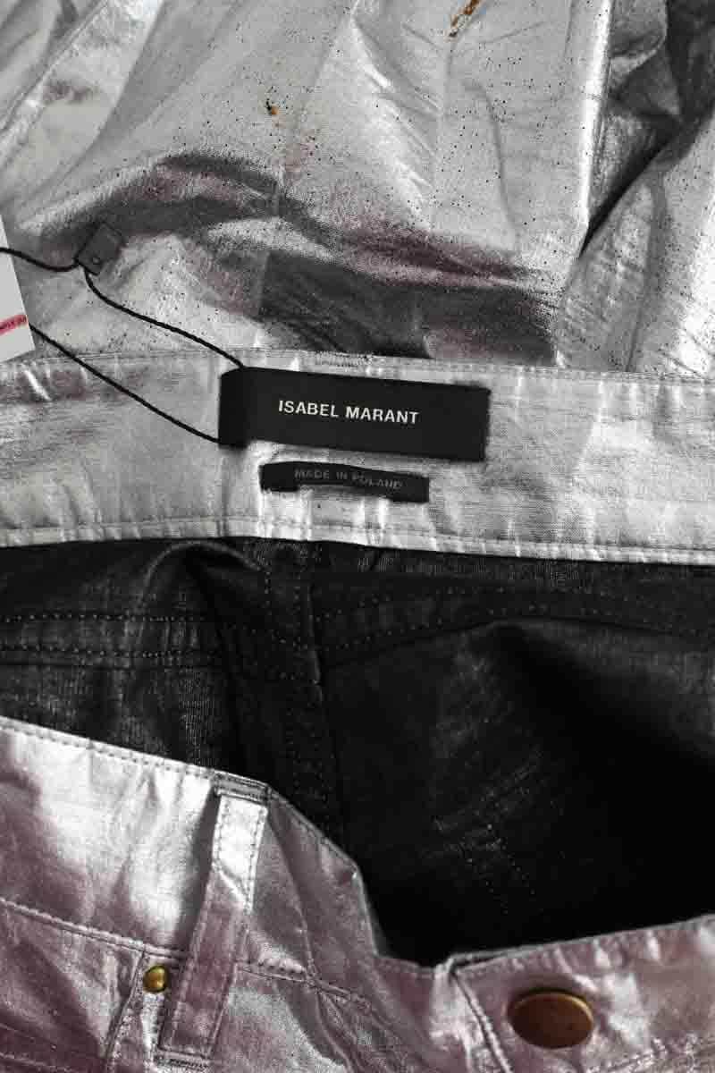 Pantalon droit Isabel Marant Argent en Coton