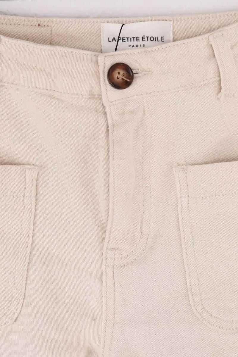 Pantalon droit La Petite Étoile Ecru en Coton