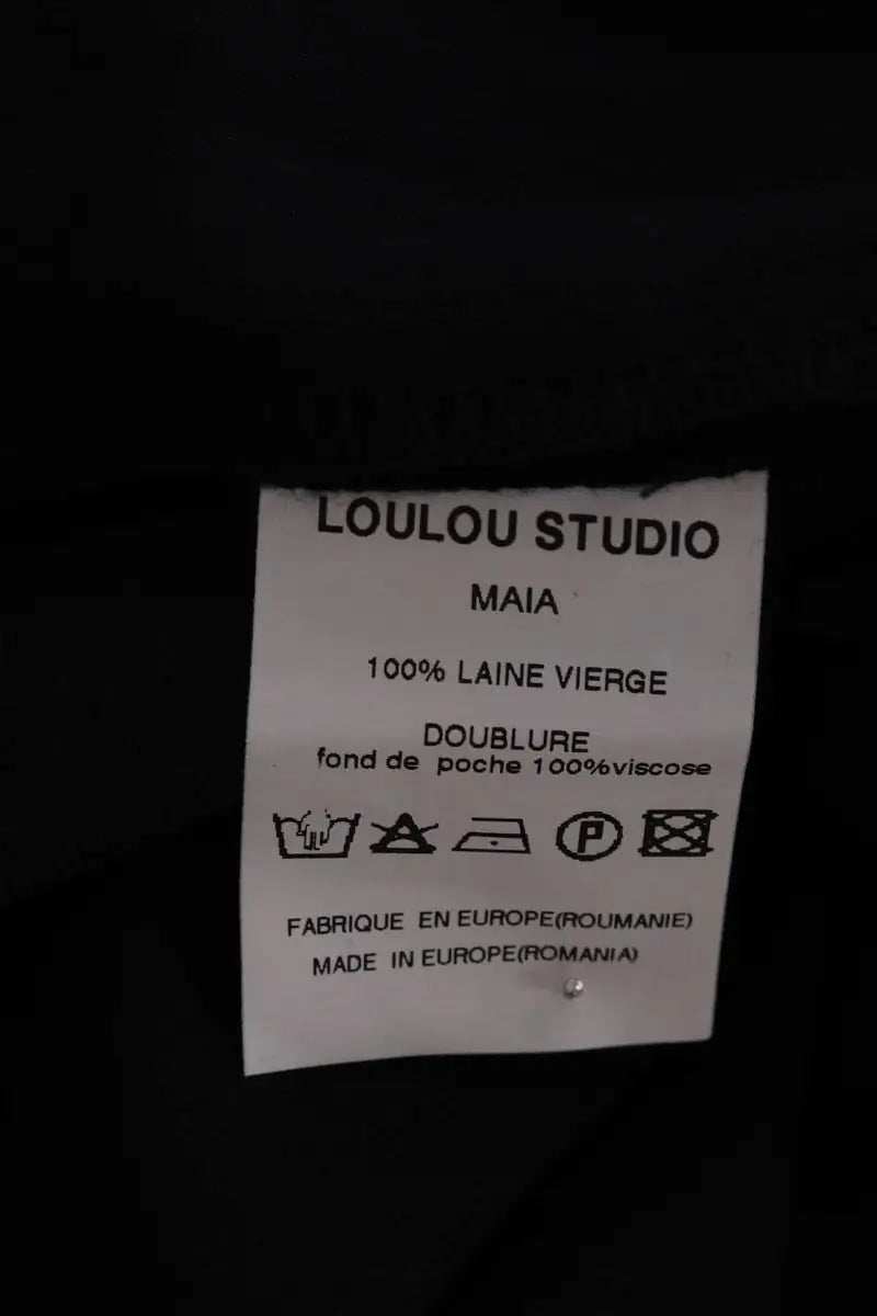 Pantalon droit Loulou Studio Maia Noir en Laine