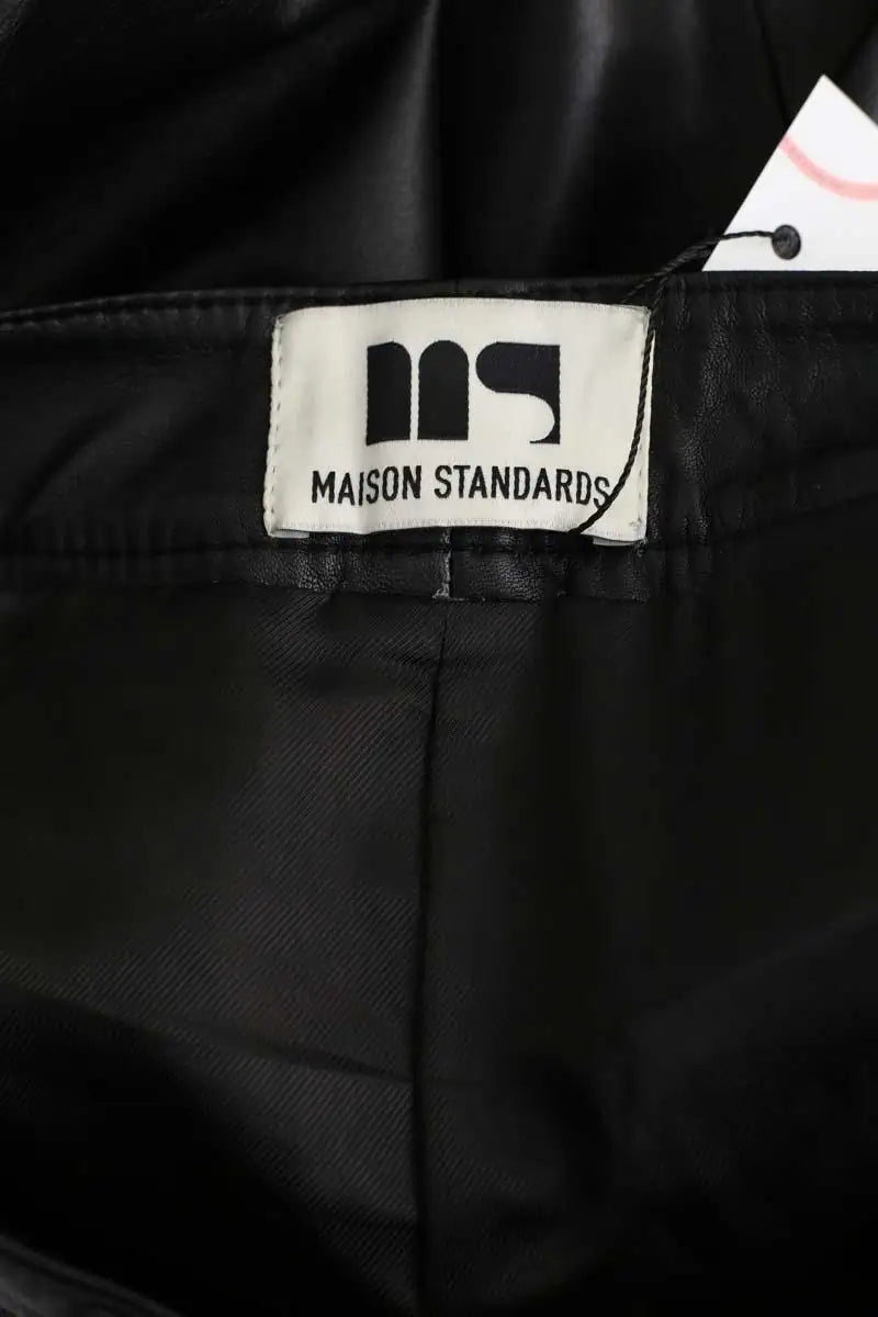Pantalon droit Maison Standards Noir en Cuir