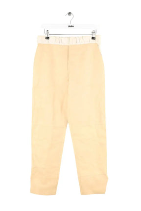 Pantalon droit Maison Ullens Beige en Cuir, taille M - Seconde Main
