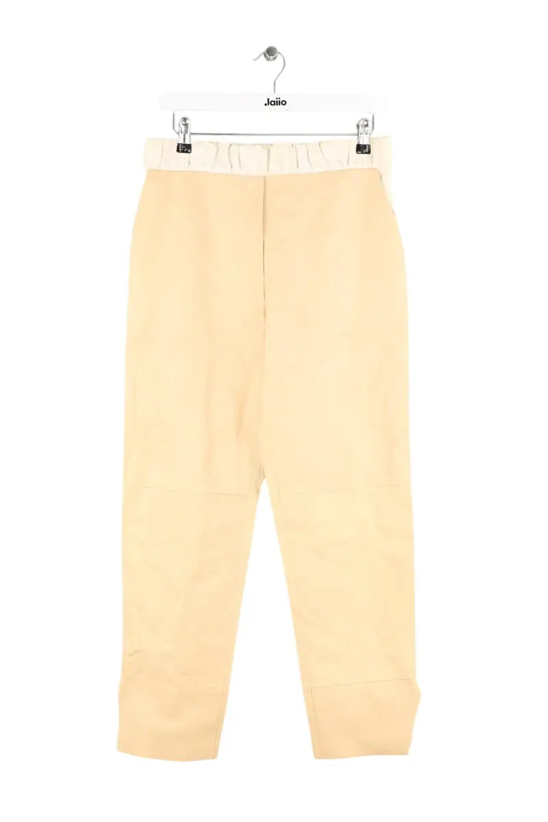 Pantalon droit Maison Ullens Beige en Cuir, taille M - Seconde Main