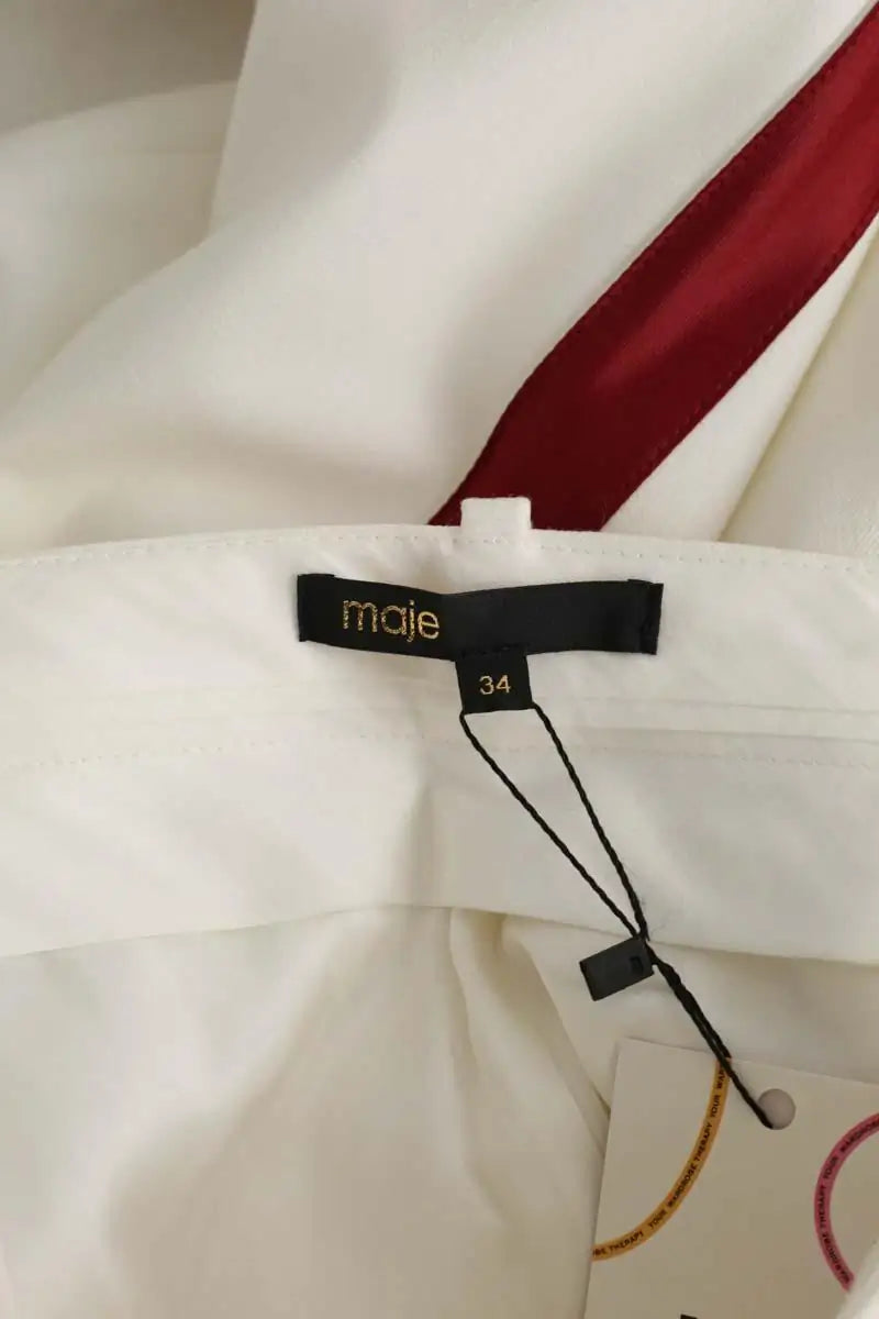 Pantalon droit Maje Blanc en Polyester