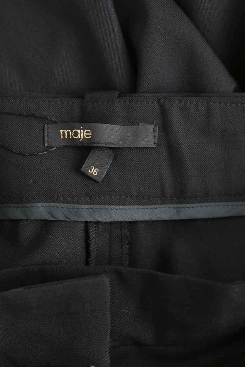 Pantalon droit Maje Noir en Laine