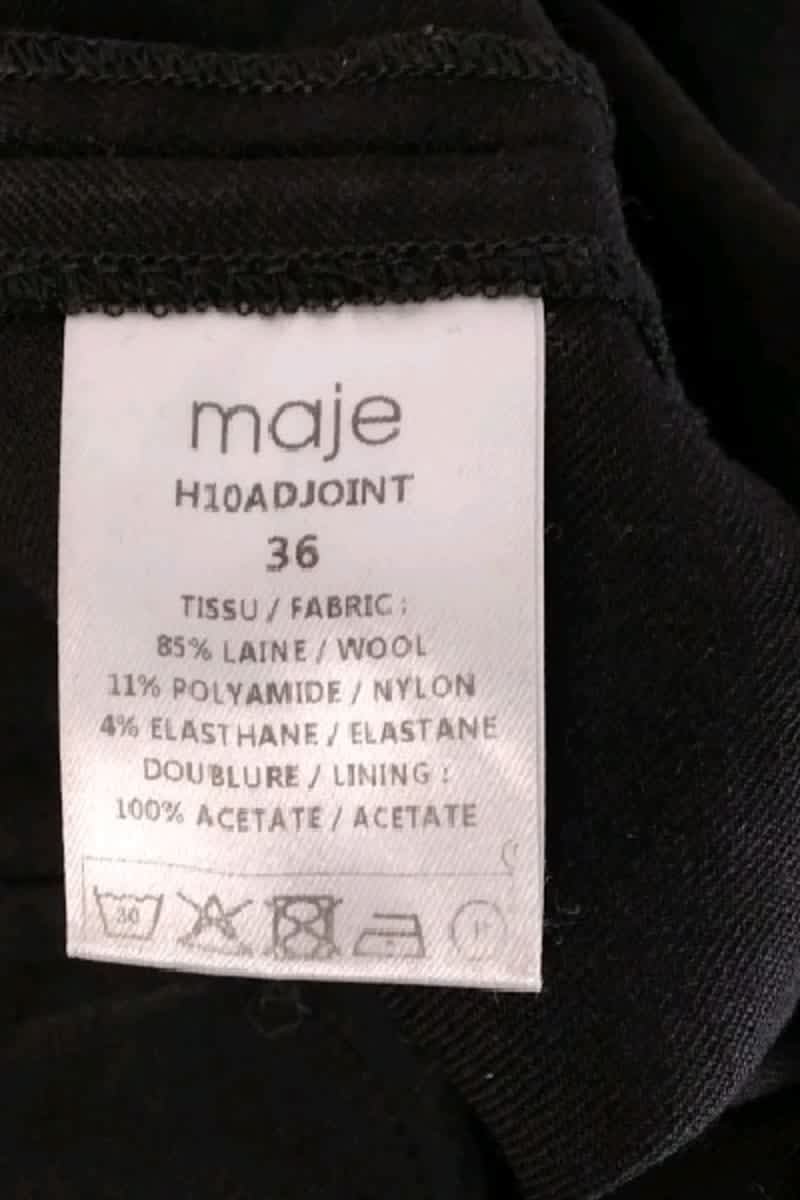 Pantalon droit Maje Noir en Laine