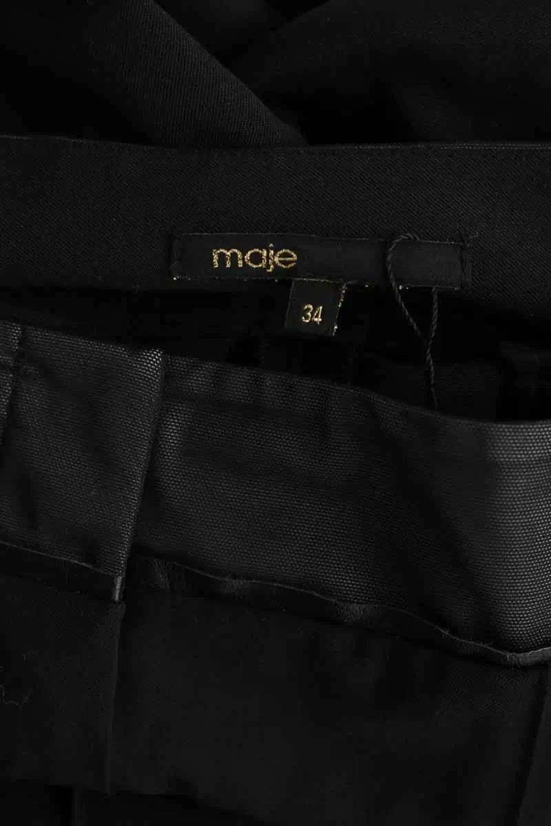 Pantalon droit Maje Noir en Laine