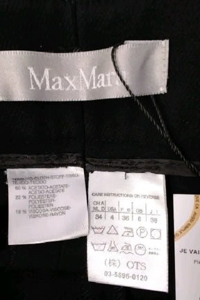 Pantalon droit Max Mara Noir en Polyester