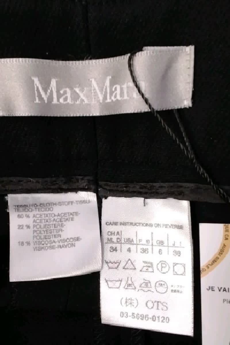 Pantalon droit Max Mara Noir en Polyester