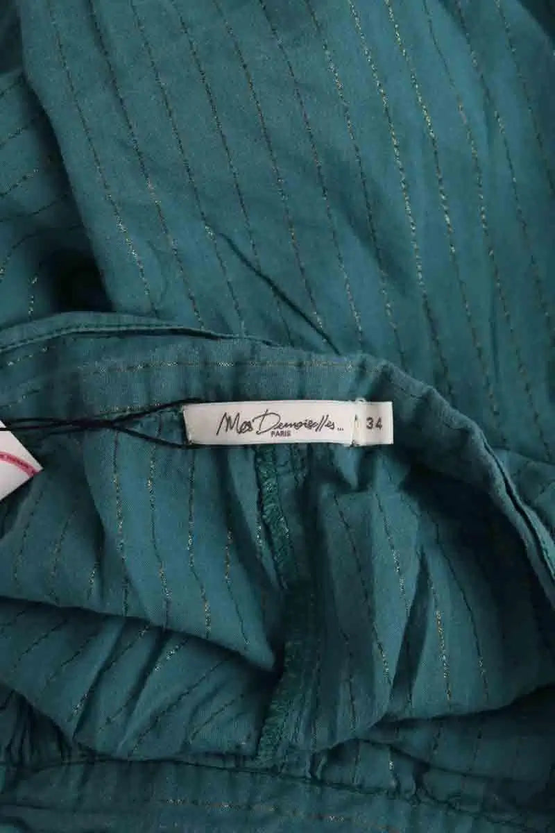 Pantalon droit Mes Demoiselles Vert en Coton
