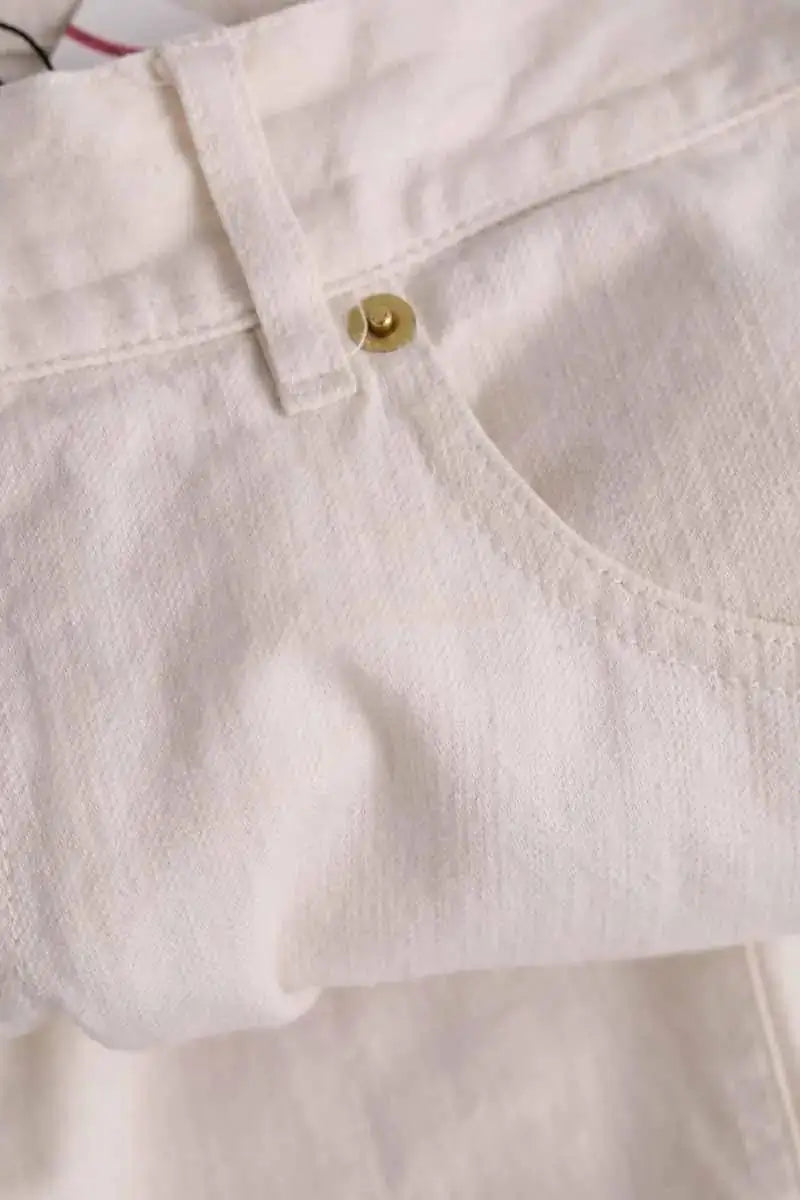 Pantalon droit Momoni Ecru en Coton