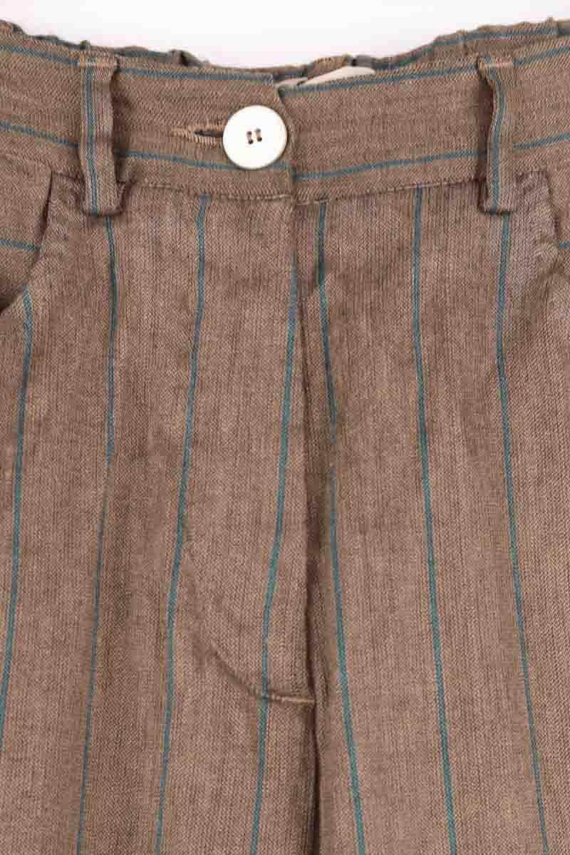 Pantalon droit Momoni Marron en Lin