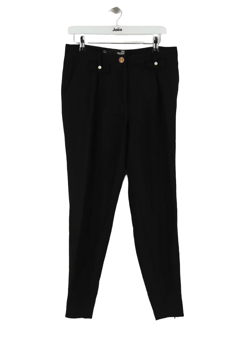 Pantalon droit Moschino Noir en Lin, taille L - Seconde Main