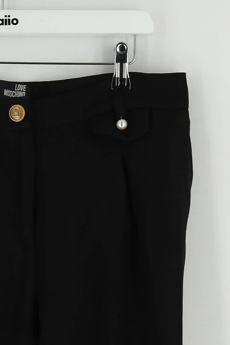 Pantalon droit Moschino Noir en Lin