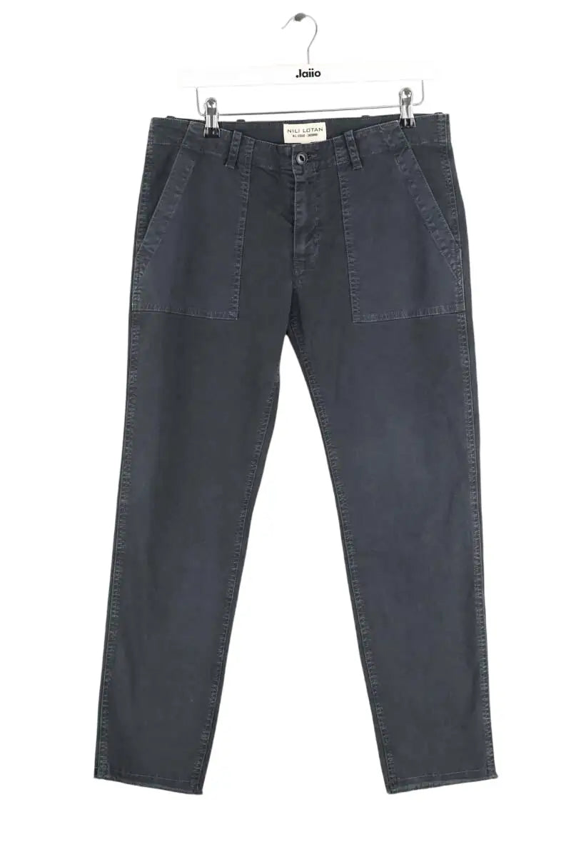 Pantalon droit Nili Lotan Noir en Coton, taille XL - Seconde Main