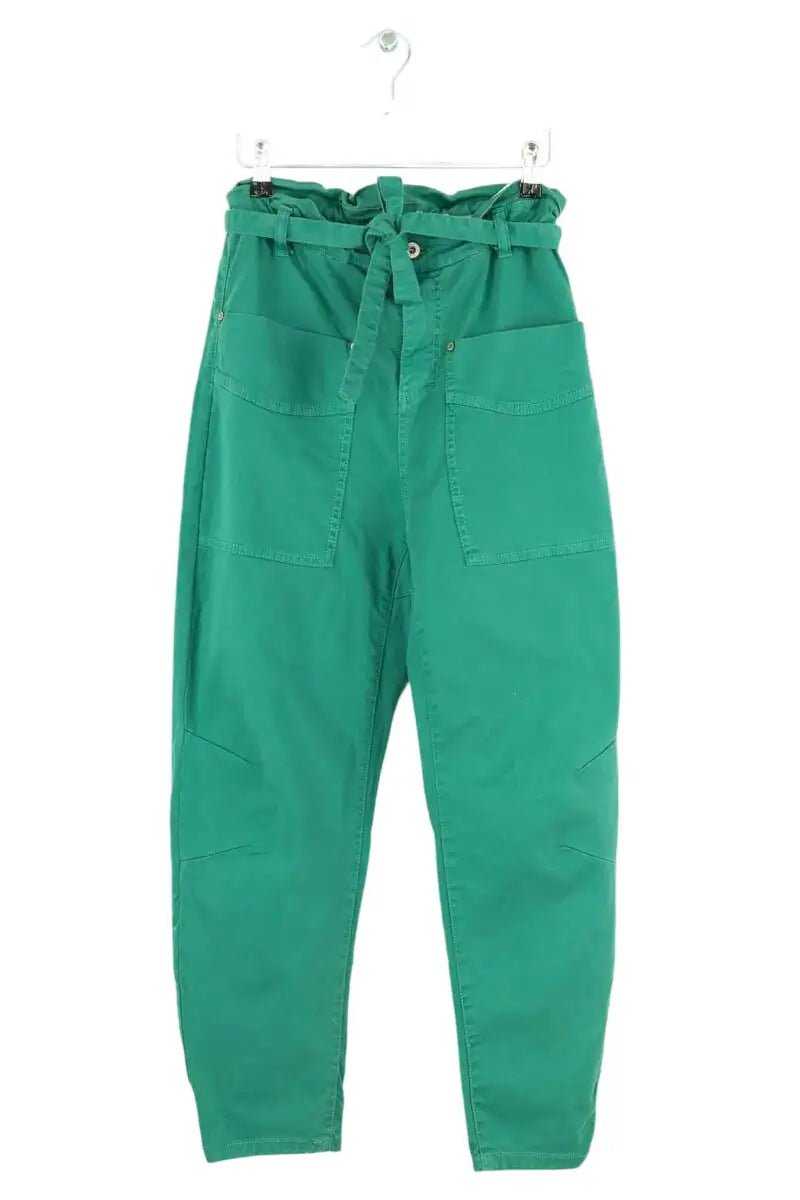 Pantalon droit Please Vert en Coton, taille XS - Seconde Main