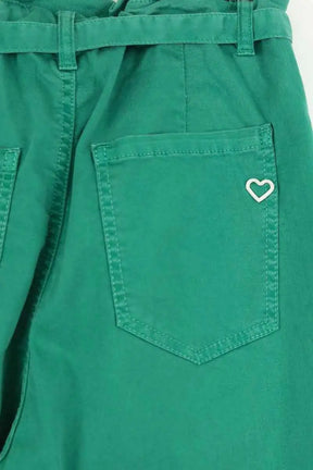 Pantalon droit Please Vert en Coton