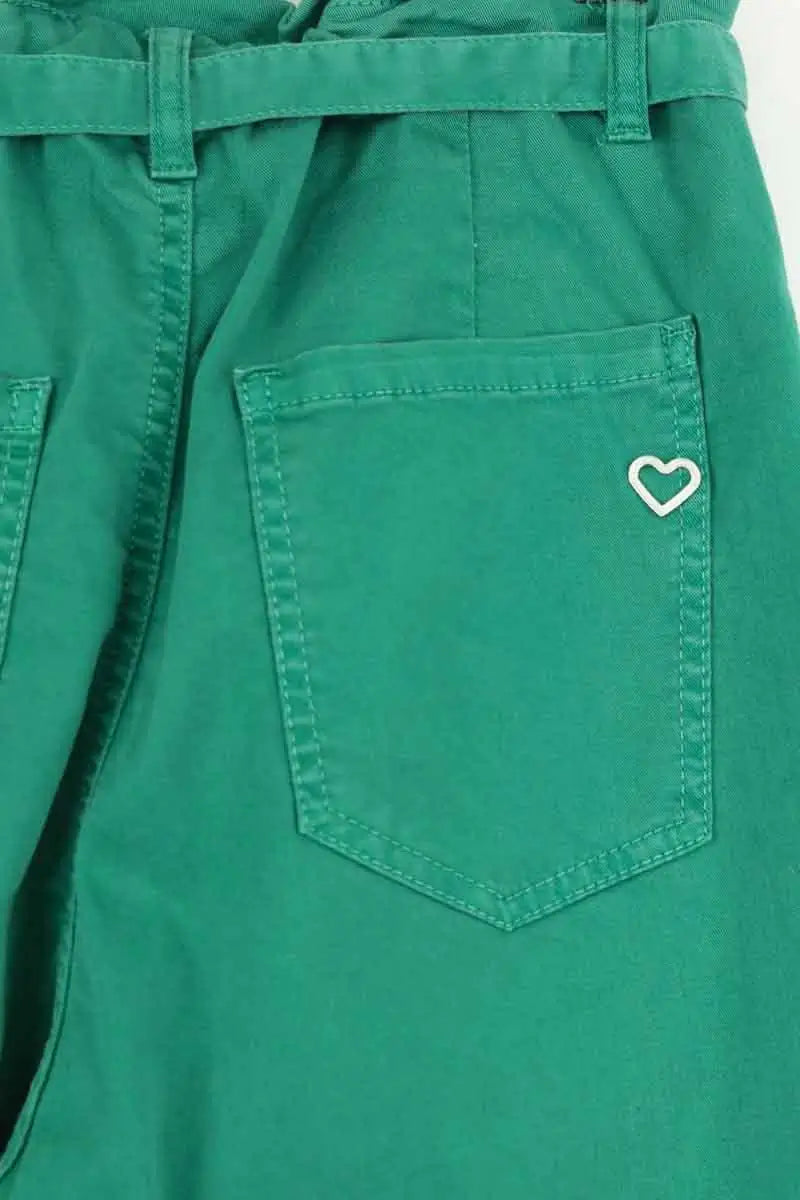 Pantalon droit Please Vert en Coton