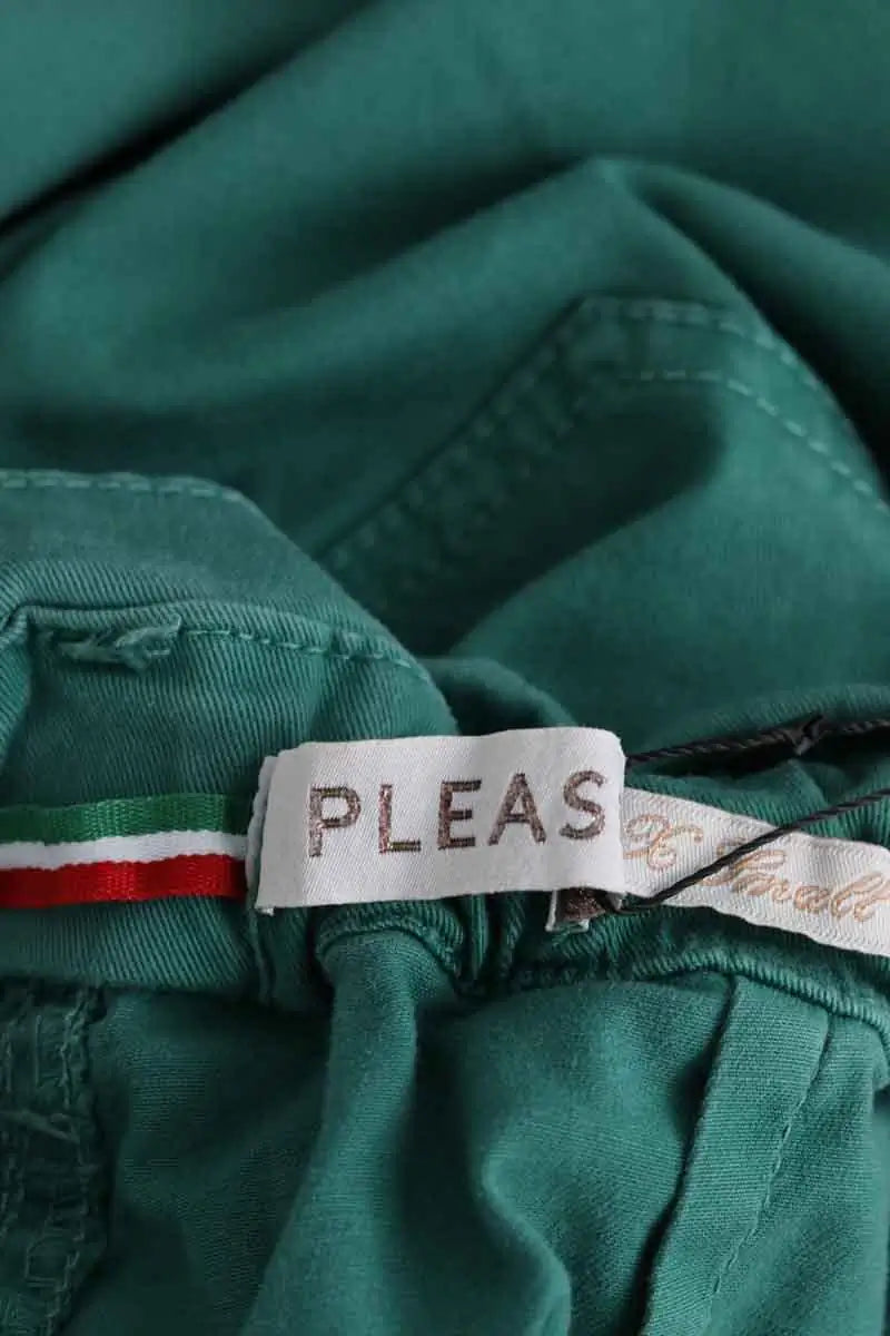 Pantalon droit Please Vert en Coton