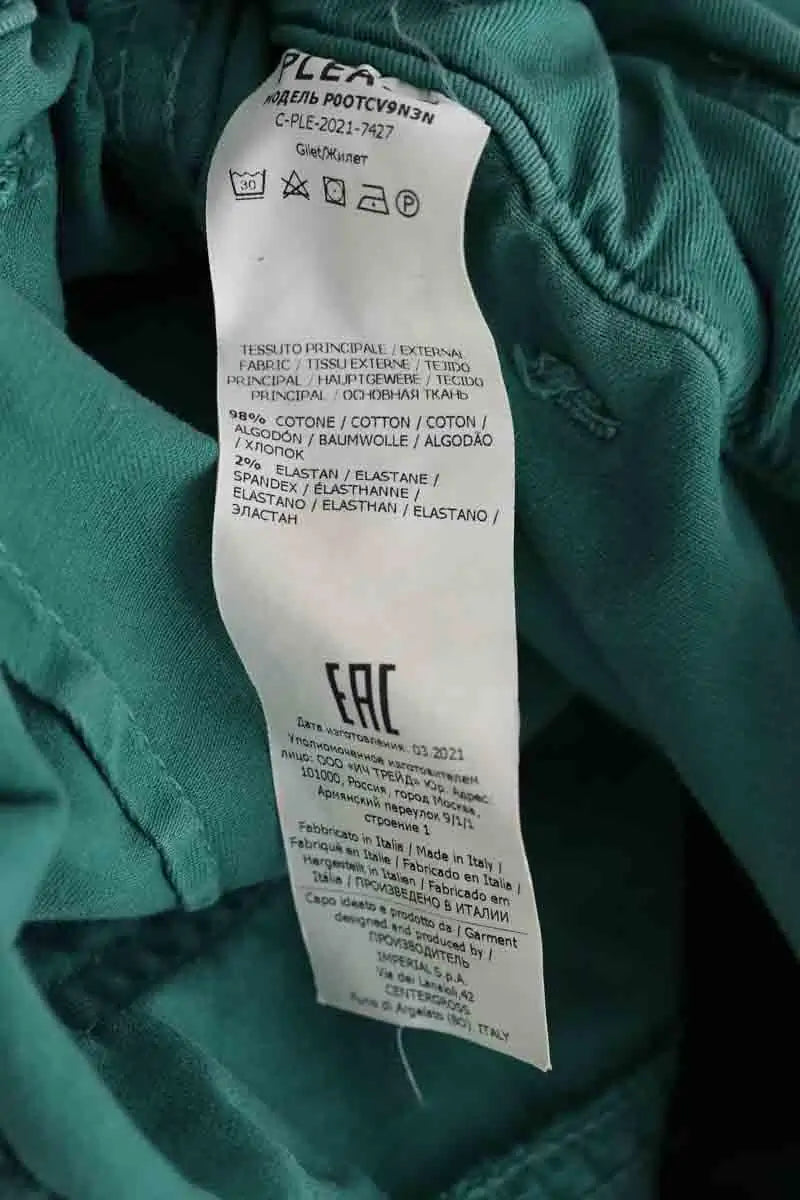 Pantalon droit Please Vert en Coton