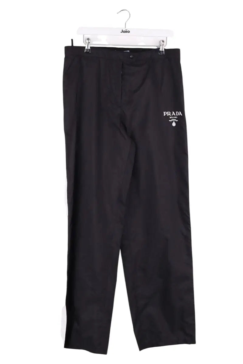 Pantalon droit Prada Noir en Synthétique, taille XL - Seconde Main