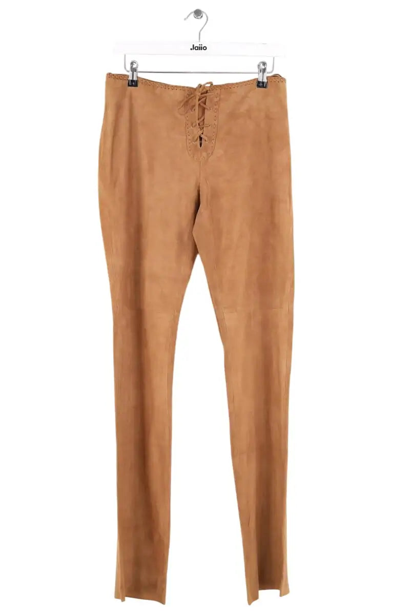 Pantalon droit Ralph Lauren Camel en Daim, taille S - Seconde Main