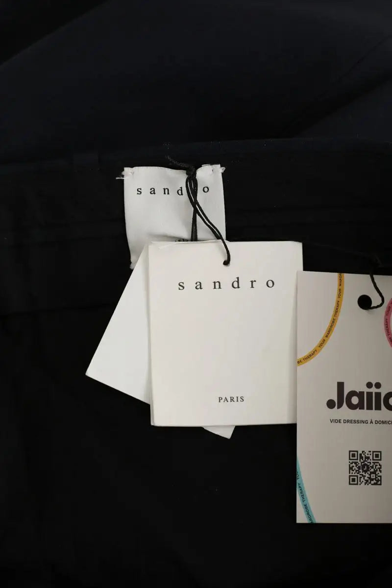 Pantalon droit Sandro Marine en Laine