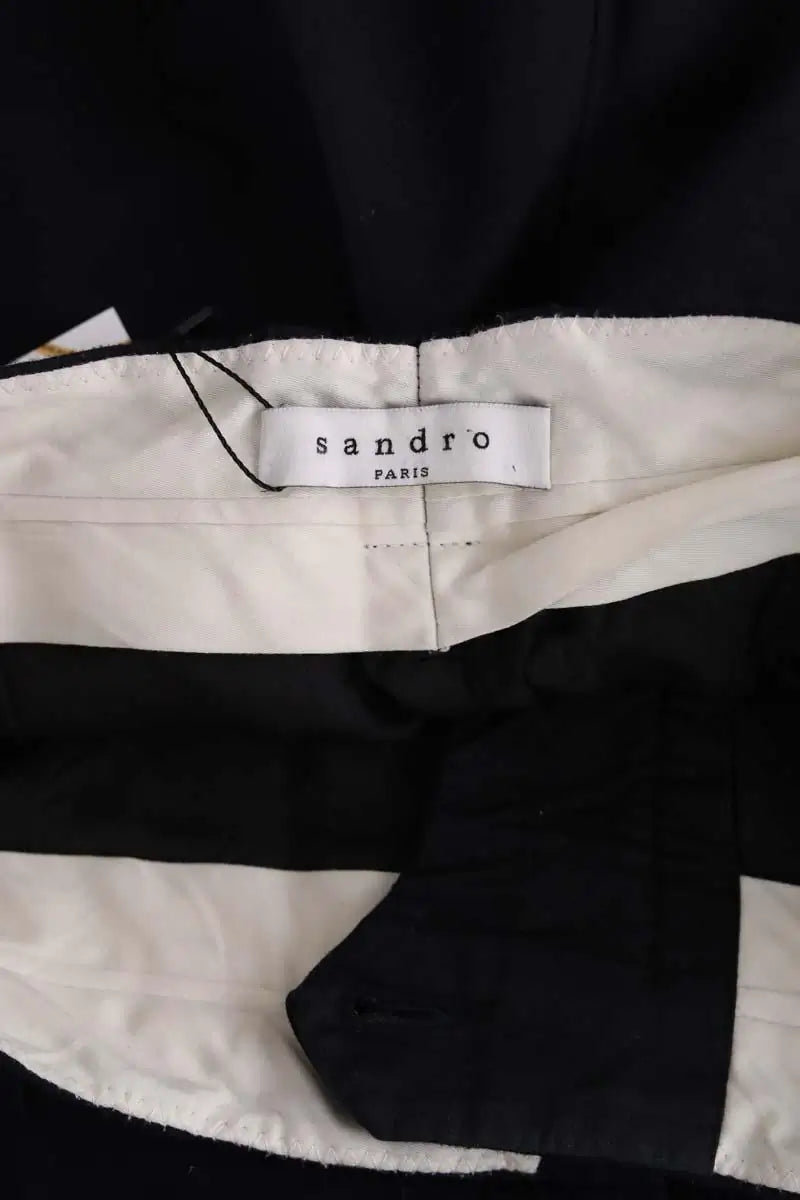 Pantalon droit Sandro Marine en Laine