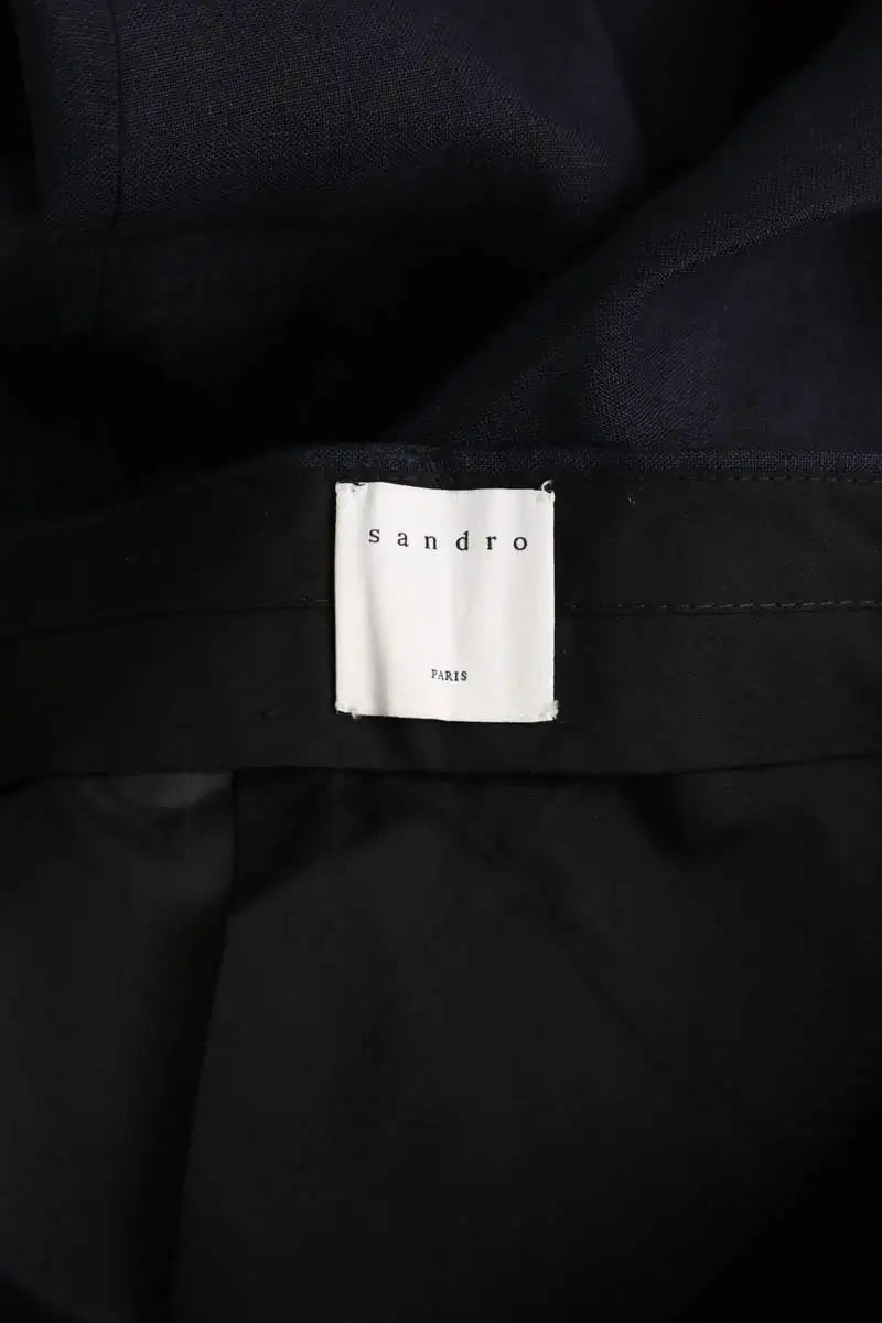 Pantalon droit Sandro Marine en Lin