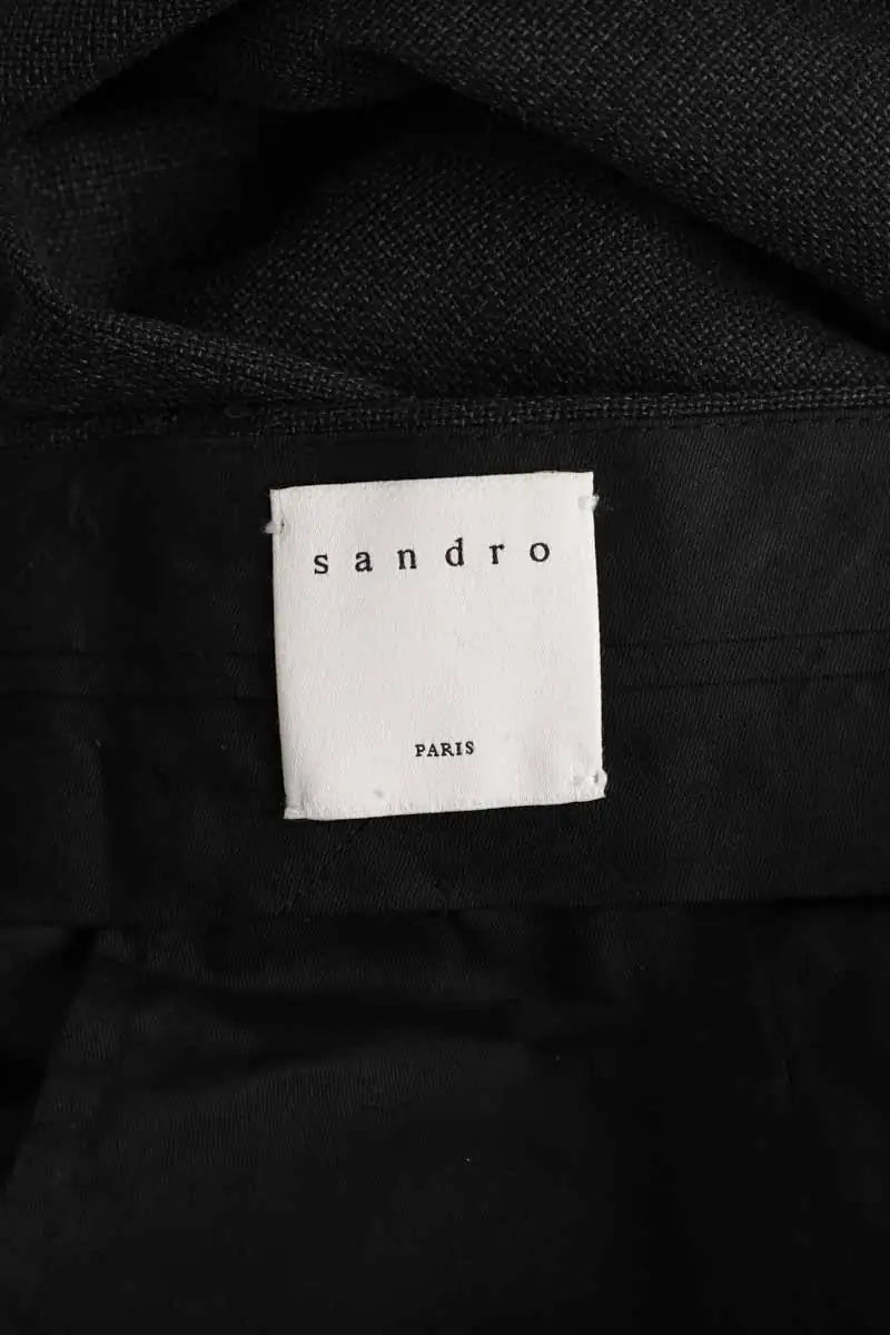 Pantalon droit Sandro Noir en Laine