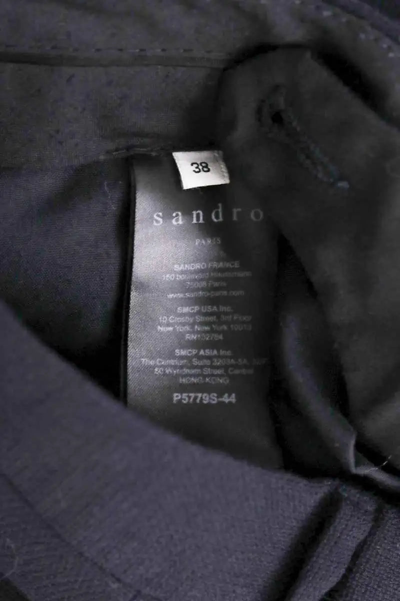 Pantalon droit Sandro Noir en Laine