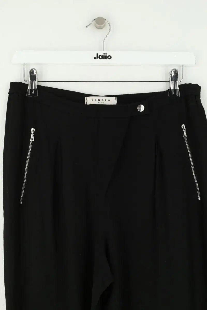 Pantalon droit Sandro Noir en Viscose
