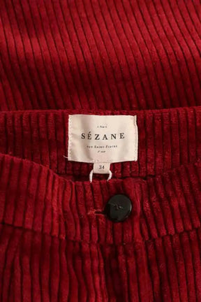 Pantalon droit Sézane Bordeaux en Coton