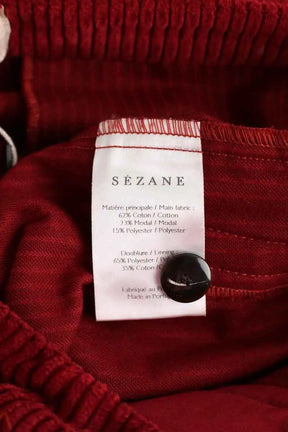 Pantalon droit Sézane Bordeaux en Coton