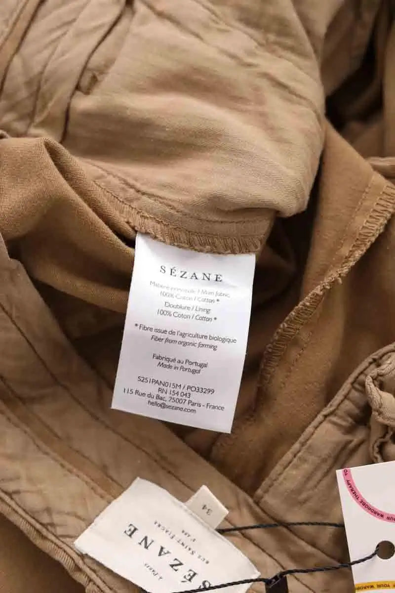 Pantalon droit Sézane Camel en Coton