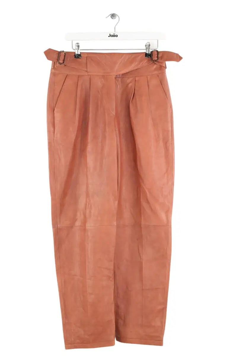 Pantalon droit Sézane Camel en Cuir, taille L - Seconde Main