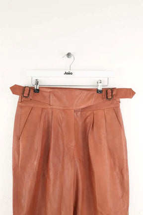 Pantalon droit Sézane Camel en Cuir