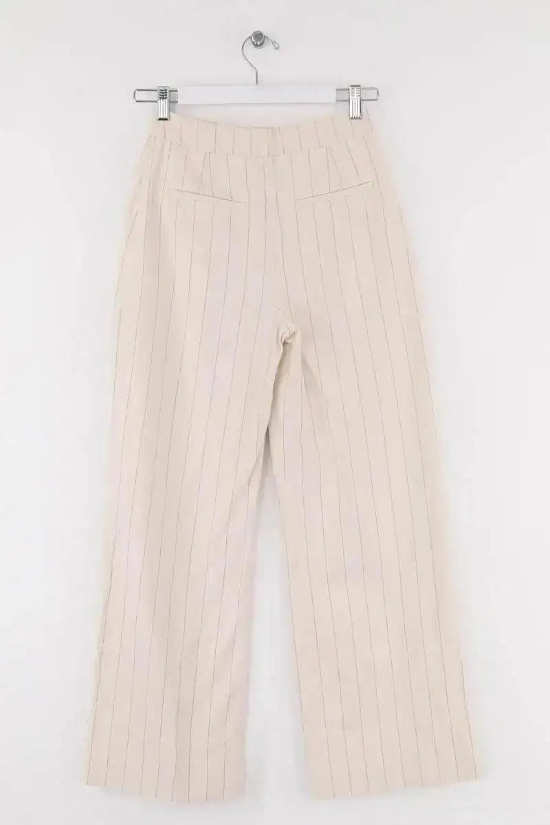 Pantalon droit Sézane Ecru en Coton