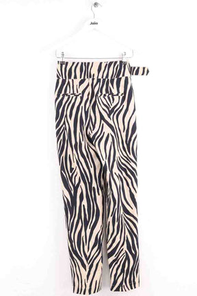 Pantalon droit Sézane Francky zebre Ecru en Lin