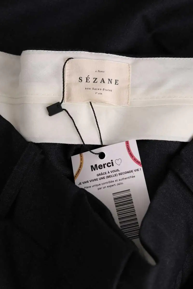 Pantalon droit Sézane Gris en Laine