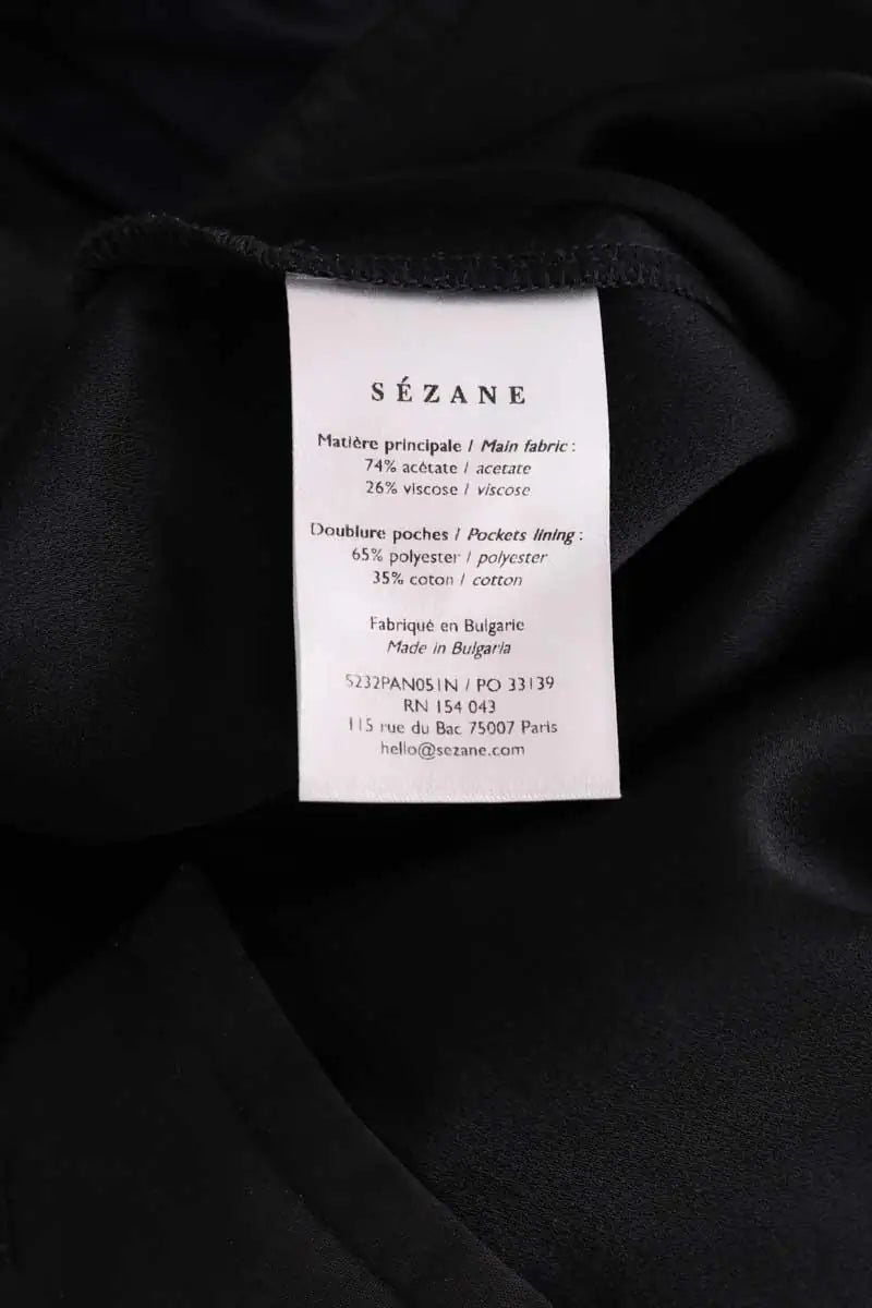 Pantalon droit Sézane Marine en Synthétique