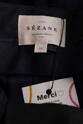 Pantalon droit Sézane Marine en Viscose