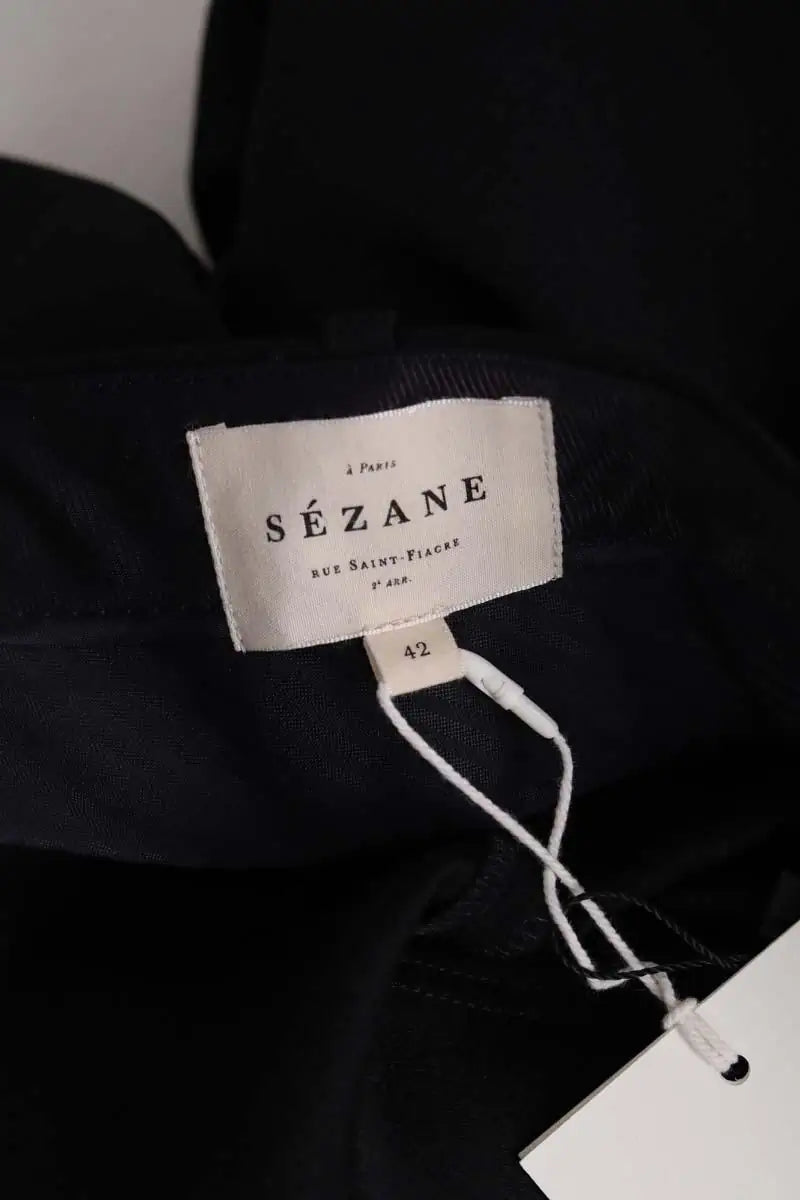 Pantalon droit Sézane Noir en Coton
