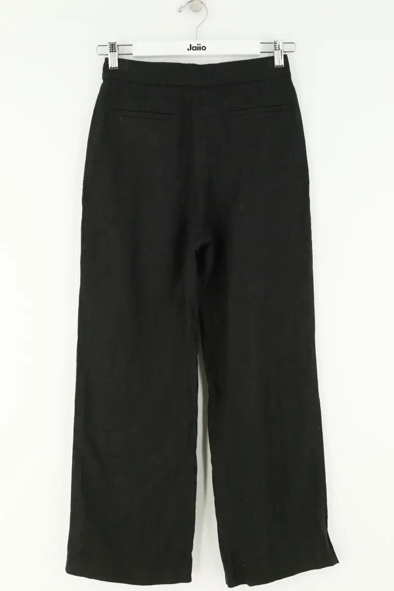Pantalon droit Sézane Noir en Lin