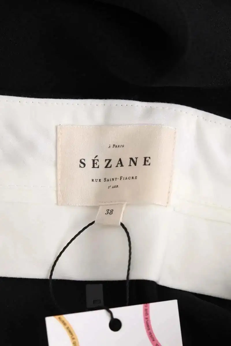 Pantalon droit Sézane Noir en Synthétique