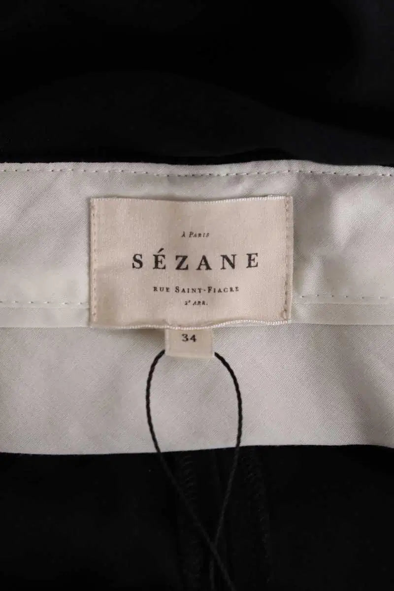 Pantalon droit Sézane Noir en Synthétique