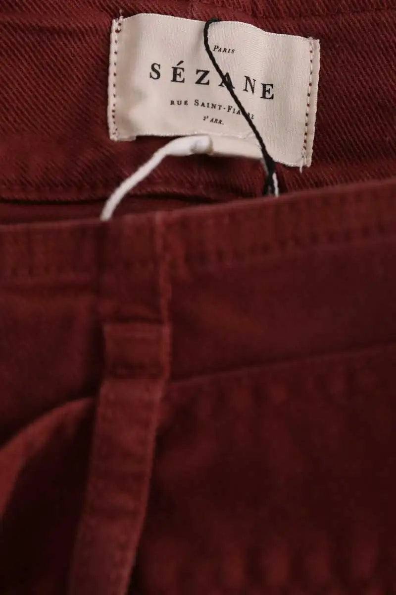 Pantalon droit Sézane Rouge en Coton