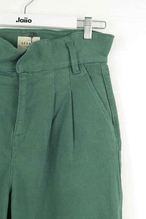 Pantalon droit Sézane Vert en Coton