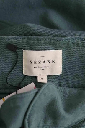 Pantalon droit Sézane Vert en Coton