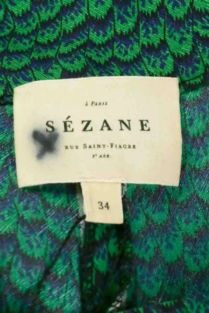 Pantalon droit Sézane Vert en Soie