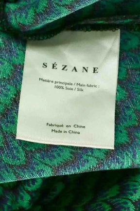 Pantalon droit Sézane Vert en Soie